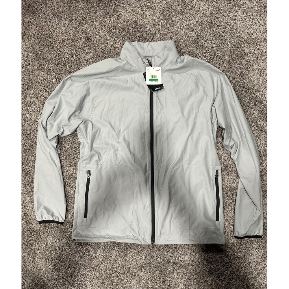 Puma Zephyr Jacket Mens Large‎ Quarry Grey WindCell Windbreaker 577902 01 NEW
